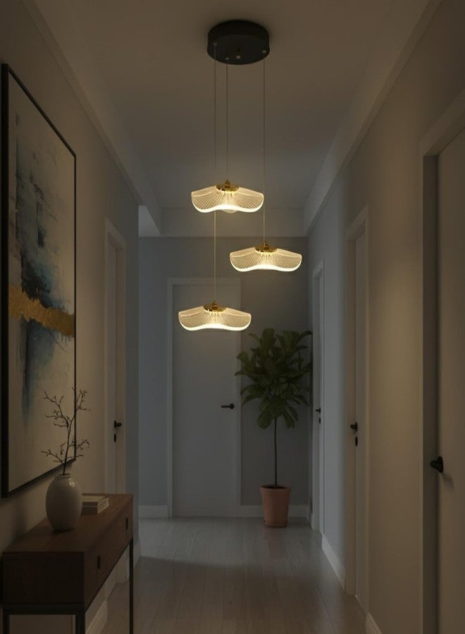 Lamp master 3 Crystal Wave Pendant Light | Modern Acrylic Chandelier with Antique Gold Finish | Elegant Wave Design Hanging Light for Living Room, Bedroom, Dining Room, Restaurants Ceiling Lamp - Image 1